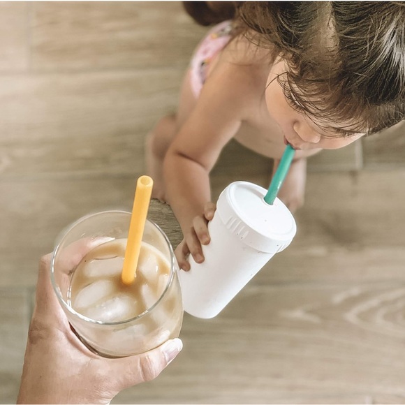 Silikids Silicone Reusable Straws - Teal & Orange - Picture 4 of 9